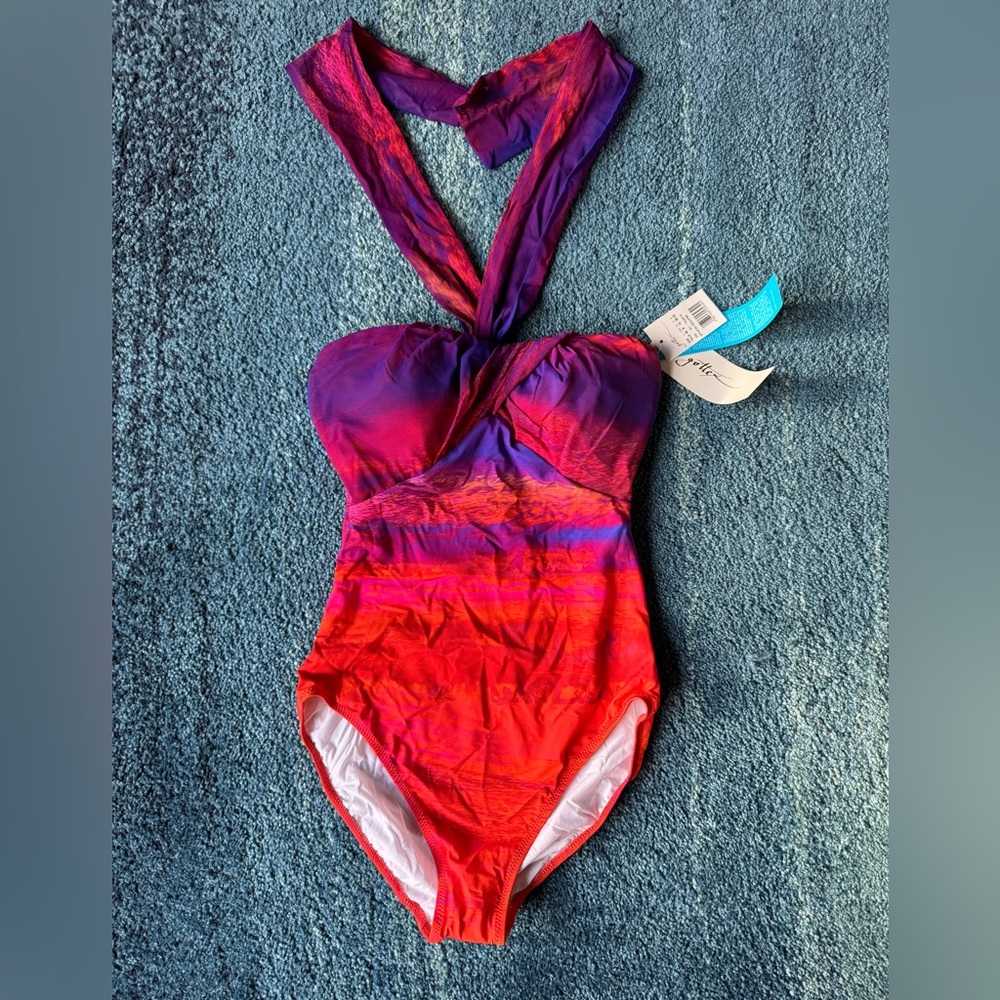 NWT Gottex Tangerine Bandeau one-piece Swimsuit Size 8